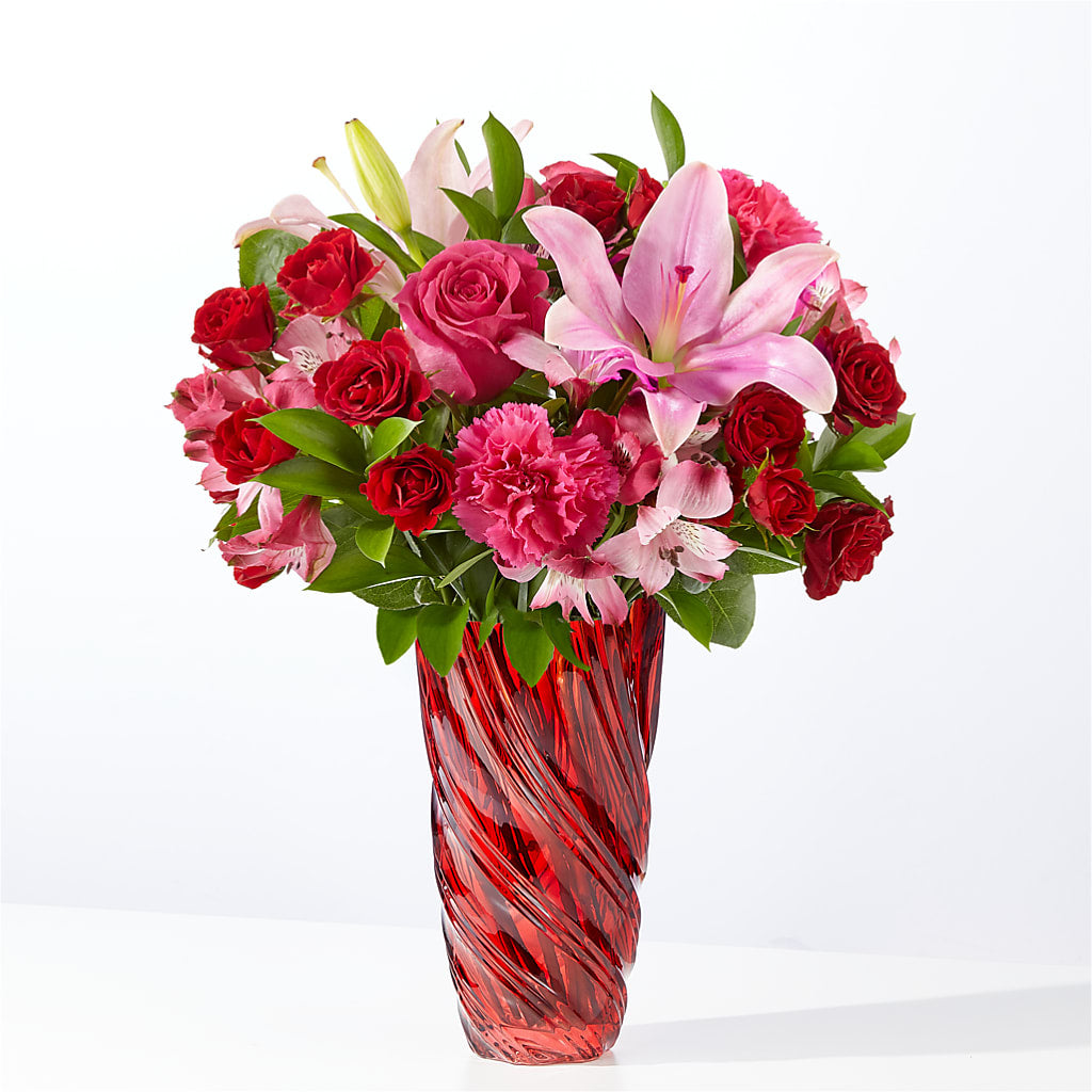 In Love Bouquet with Luxe Swirl Vase – One Of A Kind Designs, Bakersfield CA